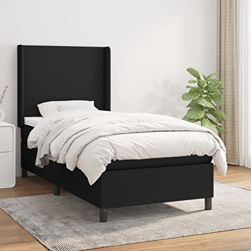 Massbinet Boxspringbett mit Matratze Modisch Polsterbett mit Matratzentopper Einzelbett Topper Federmatratze Bett für Schlafzimmer Schwarz 90x190 cm Stoff Massbinet Boxspringbett mit Matratze Modisch Polsterbett mit Matratzentopper Einzelbett Topper Federmatratze Bett für Schlafzimmer Schwarz 90x190 cm Stoff von Massbinet