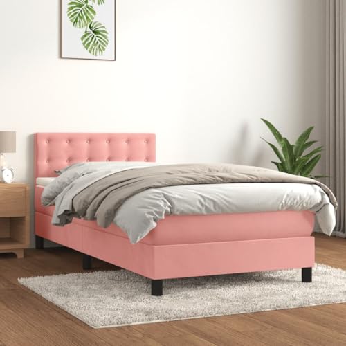 Massbinet Boxspringbett mit Matratze Rosa 100x200 cm Samt Hochwertige Matratzen Matratzen mit Sprungfedern Massbinet Boxspringbett mit Matratze Rosa 100x200 cm Samt Hochwertige Matratzen Matratzen mit Sprungfedern von Massbinet