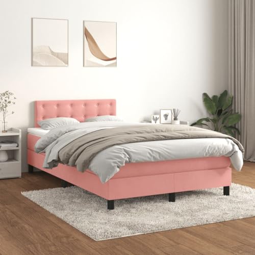 Massbinet Boxspringbett mit Matratze Rosa 120x200 cm Samt Hochwertige Matratzen Matratzen mit Sprungfedern Massbinet Boxspringbett mit Matratze Rosa 120x200 cm Samt Hochwertige Matratzen Matratzen mit Sprungfedern von Massbinet
