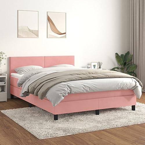 Massbinet Boxspringbett mit Matratze Rosa 140x190 cm Samt Hochwertige Matratzen Matratzen mit Sprungfedern Massbinet Boxspringbett mit Matratze Rosa 140x190 cm Samt Hochwertige Matratzen Matratzen mit Sprungfedern von Massbinet