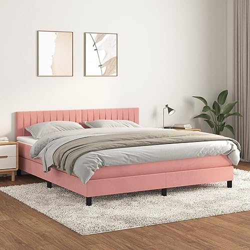 Massbinet Boxspringbett mit Matratze Rosa 180x200 cm Samt Hochwertige Matratzen Matratzen mit Sprungfedern Massbinet Boxspringbett mit Matratze Rosa 180x200 cm Samt Hochwertige Matratzen Matratzen mit Sprungfedern von Massbinet