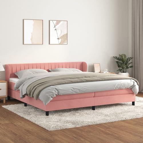 Massbinet Boxspringbett mit Matratze Rosa 200x200 cm Samt Polsterbett Doppelbett Stoffbett Bettgestell Gepolstertes Massbinet Boxspringbett mit Matratze Rosa 200x200 cm Samt Polsterbett Doppelbett Stoffbett Bettgestell Gepolstertes von Massbinet