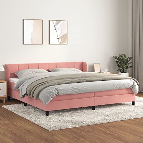 Massbinet Boxspringbett mit Matratze Rosa 200x200 cm Samt Polsterbett Doppelbett mit Höhenverstellbarem Kopfteil Jugendbett Massbinet Boxspringbett mit Matratze Rosa 200x200 cm Samt Polsterbett Doppelbett mit Höhenverstellbarem Kopfteil Jugendbett von Massbinet