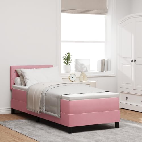 Massbinet Boxspringbett mit Matratze Rosa 80x200 cm Samt Hochwertige Matratzen Matratzen mit Sprungfedern von Massbinet