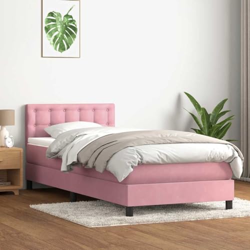 Massbinet Boxspringbett mit Matratze Rosa 80x220 cm Samt Hochwertige Matratzen Matratzen mit Sprungfedern Massbinet Boxspringbett mit Matratze Rosa 80x220 cm Samt Hochwertige Matratzen Matratzen mit Sprungfedern von Massbinet