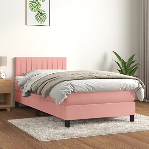Massbinet Boxspringbett mit Matratze Rosa 90x190 cm Samt Hochwertige Matratzen Matratzen mit Sprungfedern Massbinet Boxspringbett mit Matratze Rosa 90x190 cm Samt Hochwertige Matratzen Matratzen mit Sprungfedern von Massbinet