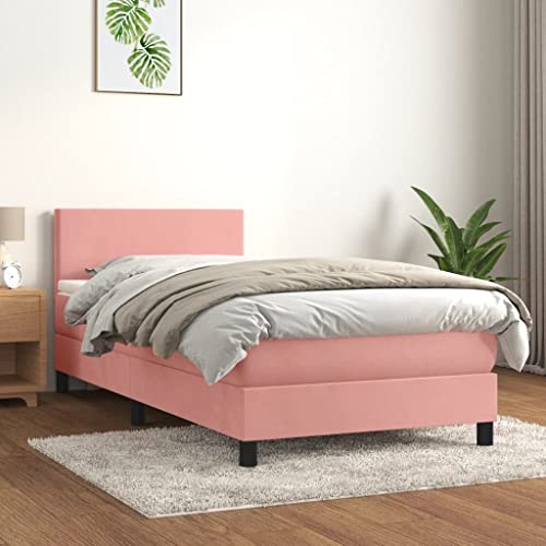 Massbinet Boxspringbett mit Matratze Rosa 90x200 cm Samt Hochwertige Matratzen Matratzen mit Sprungfedern Massbinet Boxspringbett mit Matratze Rosa 90x200 cm Samt Hochwertige Matratzen Matratzen mit Sprungfedern von Massbinet