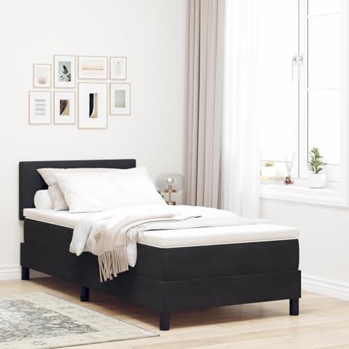Massbinet Boxspringbett mit Matratze Schwarz 100x200 cm Samt Hochwertige Matratzen Matratzen mit Sprungfedern von Massbinet