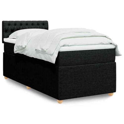 Massbinet Boxspringbett mit Matratze Schwarz 100x200 cm Stoff Doppelbettgestell Bettgestell mit Matratze Holzklbett Ladestation Verstellbares Gepolstertes Kopfteil Massbinet Boxspringbett mit Matratze Schwarz 100x200 cm Stoff Doppelbettgestell Bettgestell mit Matratze Holzklbett Ladestation Verstellbares Gepolstertes Kopfteil von Massbinet