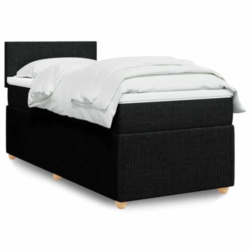 Massbinet Boxspringbett mit Matratze Schwarz 100x200 cm Stoff Doppelbettgestell Bettgestell mit Matratze Holzklbett Ladestation Verstellbares Gepolstertes Kopfteil Massbinet Boxspringbett mit Matratze Schwarz 100x200 cm Stoff Doppelbettgestell Bettgestell mit Matratze Holzklbett Ladestation Verstellbares Gepolstertes Kopfteil von Massbinet
