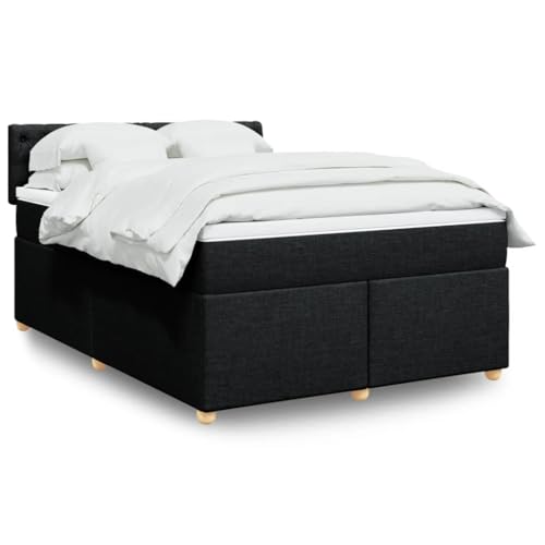 Massbinet Boxspringbett mit Matratze Schwarz 140x190 cm Stoff Modernisiertes Jugendbett mit weicher langlebiger Matratzen von Massbinet