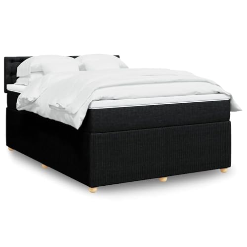 Massbinet Boxspringbett mit Matratze Schwarz 140x200 cm Stoff Bett mit Stauraum und Kopfende unter dem Bett Holz Plattform Bettgestell mit Kopfteil Massbinet Boxspringbett mit Matratze Schwarz 140x200 cm Stoff Bett mit Stauraum und Kopfende unter dem Bett Holz Plattform Bettgestell mit Kopfteil von Massbinet