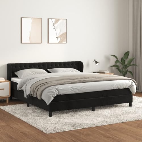Massbinet Boxspringbett mit Matratze Schwarz 180x200 cm Samt Moderne Jugendbett Gepolstert für Schlafzimmer Gästezimmer Massbinet Boxspringbett mit Matratze Schwarz 180x200 cm Samt Moderne Jugendbett Gepolstert für Schlafzimmer Gästezimmer von Massbinet