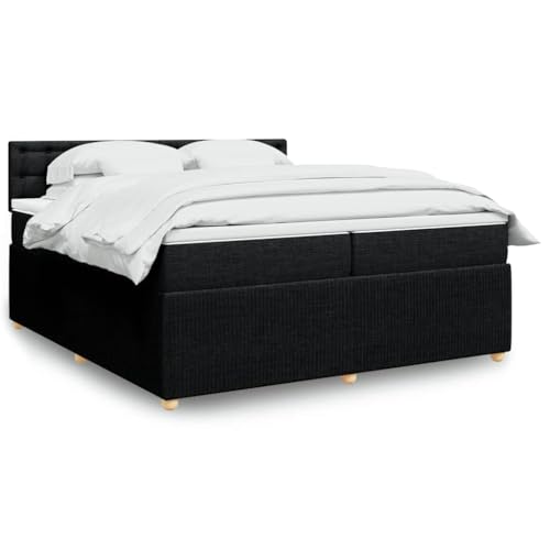 Massbinet Boxspringbett mit Matratze Schwarz 200x200 cm Stoff Doppelbettgestell Bettgestell mit Matratze Holzklbett Ladestation Verstellbares Gepolstertes Kopfteil Massbinet Boxspringbett mit Matratze Schwarz 200x200 cm Stoff Doppelbettgestell Bettgestell mit Matratze Holzklbett Ladestation Verstellbares Gepolstertes Kopfteil von Massbinet