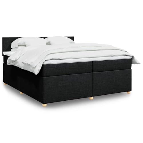 Massbinet Boxspringbett mit Matratze Schwarz 200x200 cm Stoff Junior-Federbetten mit langlebigen atmungsaktiven Stoffen von Massbinet