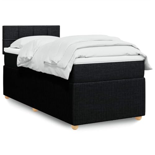Massbinet Boxspringbett mit Matratze Schwarz 80x200 cm Stoff Doppelbettgestell Bettgestell mit Matratze Holzklbett Ladestation Verstellbares Gepolstertes Kopfteil Massbinet Boxspringbett mit Matratze Schwarz 80x200 cm Stoff Doppelbettgestell Bettgestell mit Matratze Holzklbett Ladestation Verstellbares Gepolstertes Kopfteil von Massbinet