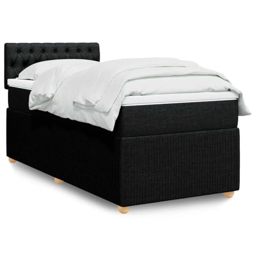 Massbinet Boxspringbett mit Matratze Schwarz 80x200 cm Stoff Doppelbettgestell Bettgestell mit Matratze Holzklbett Ladestation Verstellbares Gepolstertes Kopfteil Massbinet Boxspringbett mit Matratze Schwarz 80x200 cm Stoff Doppelbettgestell Bettgestell mit Matratze Holzklbett Ladestation Verstellbares Gepolstertes Kopfteil von Massbinet