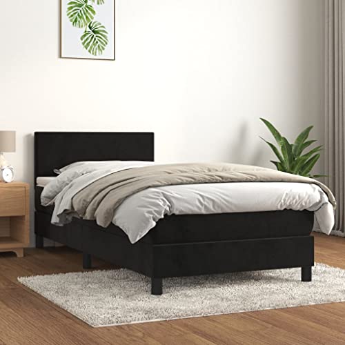 Massbinet Boxspringbett mit Matratze Schwarz 90x200 cm Samt Hochwertige Matratzen Matratzen mit Sprungfedern Massbinet Boxspringbett mit Matratze Schwarz 90x200 cm Samt Hochwertige Matratzen Matratzen mit Sprungfedern von Massbinet