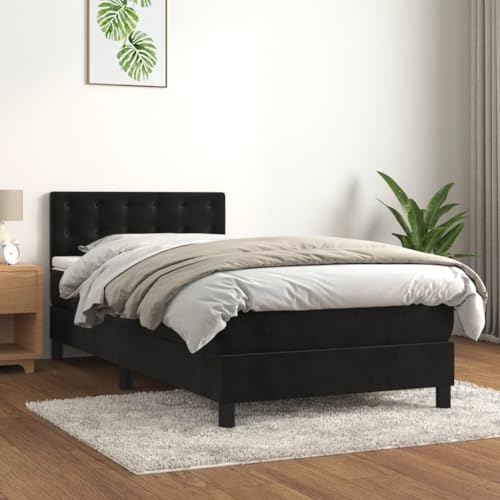 Massbinet Boxspringbett mit Matratze Schwarz 90x200 cm Samt Hochwertige Matratzen Matratzen mit Sprungfedern Massbinet Boxspringbett mit Matratze Schwarz 90x200 cm Samt Hochwertige Matratzen Matratzen mit Sprungfedern von Massbinet