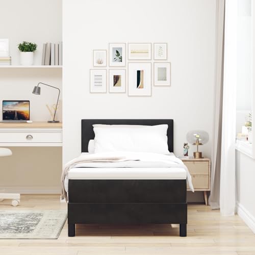 Massbinet Boxspringbett mit Matratze Schwarz 90x200 cm Samt Hochwertige Matratzen Matratzen mit Sprungfedern von Massbinet