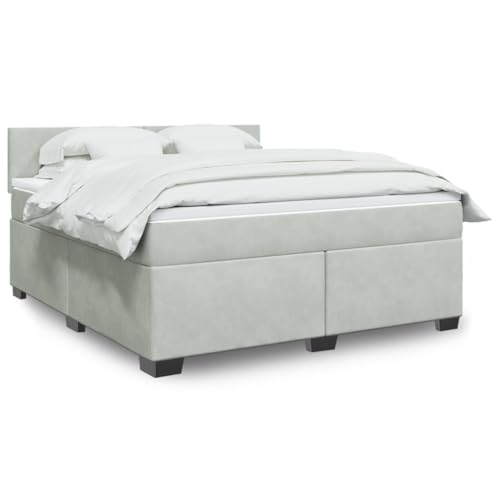 Massbinet Boxspringbett mit Matratze Stilvoll Polsterbett Doppelbett Kopfteil Moderen Bettgestell mit Lattenrost Hellgrau 180x200 cm Samt Massbinet Boxspringbett mit Matratze Stilvoll Polsterbett Doppelbett Kopfteil Moderen Bettgestell mit Lattenrost Hellgrau 180x200 cm Samt von Massbinet