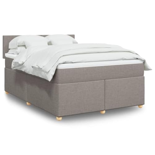 Massbinet Boxspringbett mit Matratze Taupe 140x200 cm Stoff Modernisiertes Jugendbett mit weicher langlebiger Matratzen von Massbinet