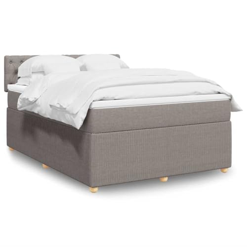 Massbinet Boxspringbett mit Matratze Taupe 160x200 cm Stoff Doppelbettgestell Bettgestell mit Matratze Holzklbett Ladestation Verstellbares Gepolstertes Kopfteil Massbinet Boxspringbett mit Matratze Taupe 160x200 cm Stoff Doppelbettgestell Bettgestell mit Matratze Holzklbett Ladestation Verstellbares Gepolstertes Kopfteil von Massbinet