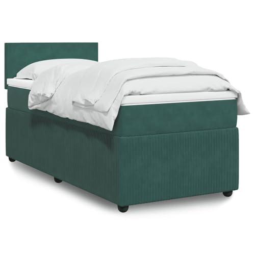 Massbinet Boxspringbett mit Matratze und Topper Samt 100 x 200 cm Dunkelgrün Schlichtes Design Kopfteil Massbinet Boxspringbett mit Matratze und Topper Samt 100 x 200 cm Dunkelgrün Schlichtes Design Kopfteil von Massbinet