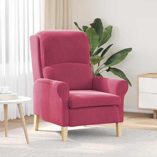 Massbinet Burgunderroter Sessel Burgunderrot Polyesterstoff mit Holzbeinen Einzelsofa für Schlafzimmer Relaxsessel von Massbinet