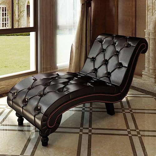 Massbinet Chaiselongue Schlafsofa Relaxsessel Braun Kunstleder 145 x 52 x 77 cm von Massbinet