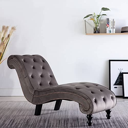 Massbinet Chaiselongue Schlafsofa Relaxsessel Grau Samt 145 x 52 x 77 cm von Massbinet