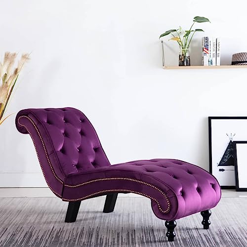 Massbinet Chaiselongue Schlafsofa Relaxsessel Lila Samt 145 x 52 x 77 cm von Massbinet