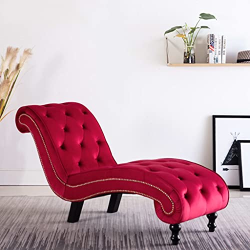 Massbinet Chaiselongue Schlafsofa Relaxsessel Rot Samt 145 x 52 x 77 cm von Massbinet