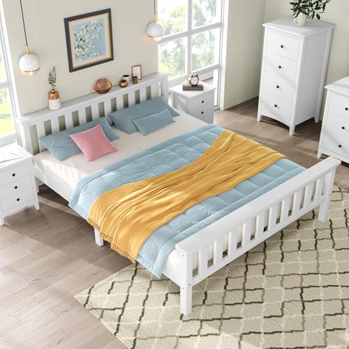 Massbinet Doppelbett Holzbett 140 x 200 cm Massivholzbett mit Lattenrosten, Kieferbett für Erwachsene, Kinder, Jugendliche, weiß Massbinet Doppelbett Holzbett 140 x 200 cm Massivholzbett mit Lattenrosten, Kieferbett für Erwachsene, Kinder, Jugendliche, weiß von Massbinet