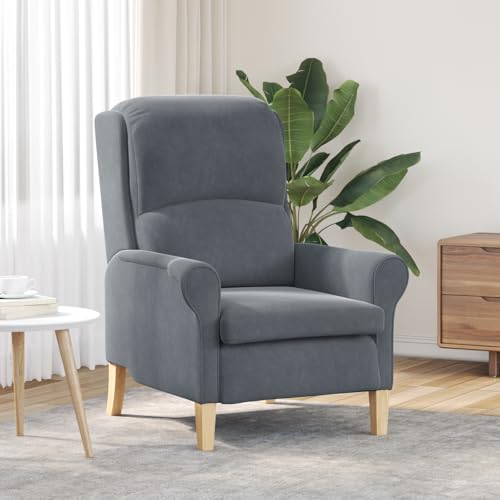 Massbinet Dunkelgrauer Sessel Dunkelgrau Stoff mit Holzbeinen Standard Relaxsessel Fernsehsessel Einzelsofa Ruhesessel von Massbinet