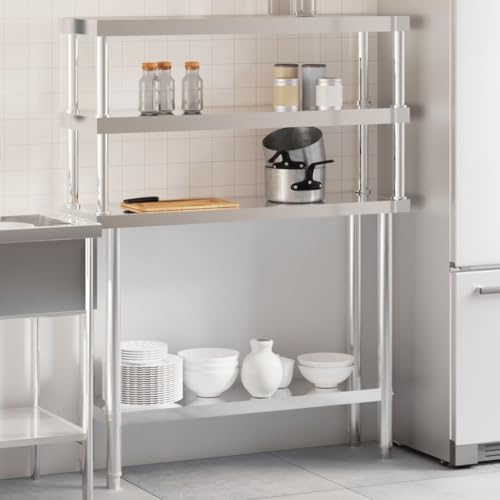 Massbinet Edelstahl-Vorbereitungstisch Tragkraft Robuster Metallarbeitstisch Gewerblicher Arbeitsplatz für Küchenrestaurants Küchen-Arbeitstisch mit Aufsatzboard 110x30x150 cm Massbinet Edelstahl-Vorbereitungstisch Tragkraft Robuster Metallarbeitstisch Gewerblicher Arbeitsplatz für Küchenrestaurants Küchen-Arbeitstisch mit Aufsatzboard 110x30x150 cm von Massbinet