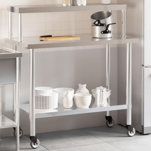 Massbinet Edelstahl-Vorbereitungstisch Tragkraft Robuster Metallarbeitstisch Gewerblicher Arbeitsplatz für Küchenrestaurants Küchen-Arbeitstisch mit Riemenscheiben 110x55x120 cm Massbinet Edelstahl-Vorbereitungstisch Tragkraft Robuster Metallarbeitstisch Gewerblicher Arbeitsplatz für Küchenrestaurants Küchen-Arbeitstisch mit Riemenscheiben 110x55x120 cm von Massbinet