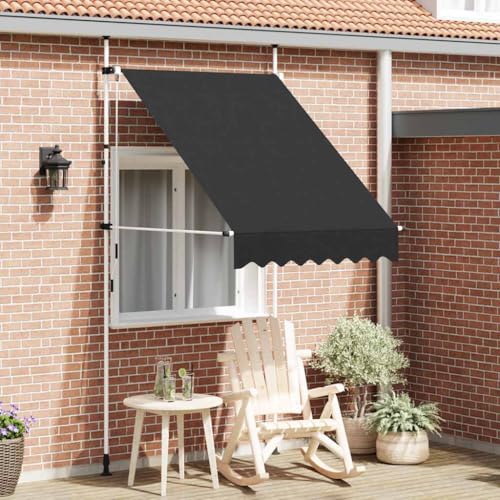Massbinet Einziehbare Markise, Gelenkarmmarkise Sonnen- & Wasserschutz Sonnenmarkise mit Handkurbel Balkonmarkise Winkel einstellbar Balkon Veranda Outdoor Terrasse 150 cm Anthrazit von Massbinet
