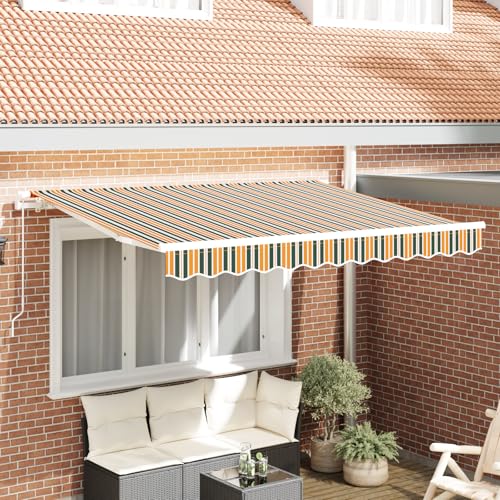 Massbinet Ersatzmarkisentuch für 3.5x2 m Rahmen Grün und Gelb Sonnenschutz für Balkon Terrasse Garten Sonnenschirm von Massbinet