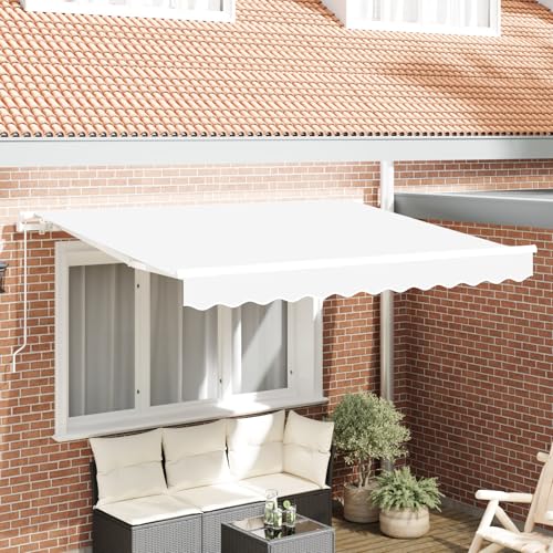 Massbinet Ersatzmarkisentuch für 3x2,5 m Rahmen Weiß Klemmmarkise mit Handkurbel Balkon Balkonmarkise ohne Bohren von Massbinet