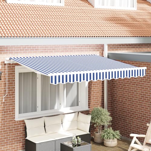 Massbinet Ersatzstoff für Markisen für einen Rahmen von 3,5 m x 2 m in Blau und Weiß Gelenkarmmarkise Sonnenschirm Markise von Massbinet