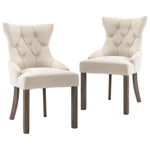 Massbinet Esszimmerstühle 2 STK. Beige Stoff 53 x 65 x 91 cm von Massbinet