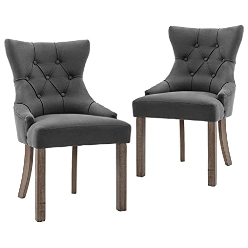 Massbinet Esszimmerstühle 2 STK. Grau Stoff 53 x 65 x 91 cm von Massbinet