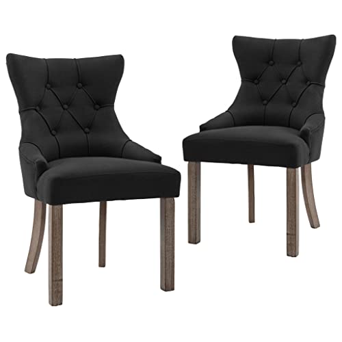 Massbinet Esszimmerstühle 2 STK. Schwarz Stoff 53 x 65 x 91 cm von Massbinet