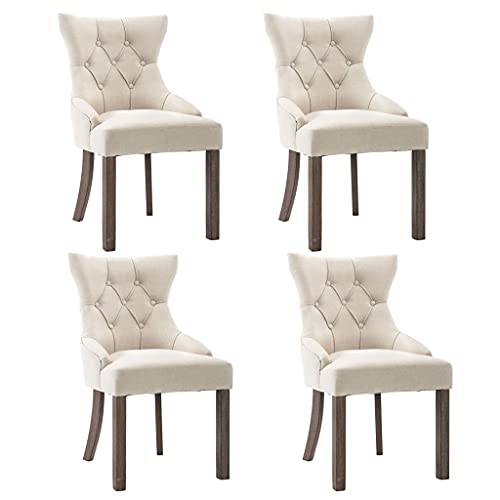 Massbinet Esszimmerstühle 4 STK. Beige Stoff 53 x 65 x 91 cm von Massbinet