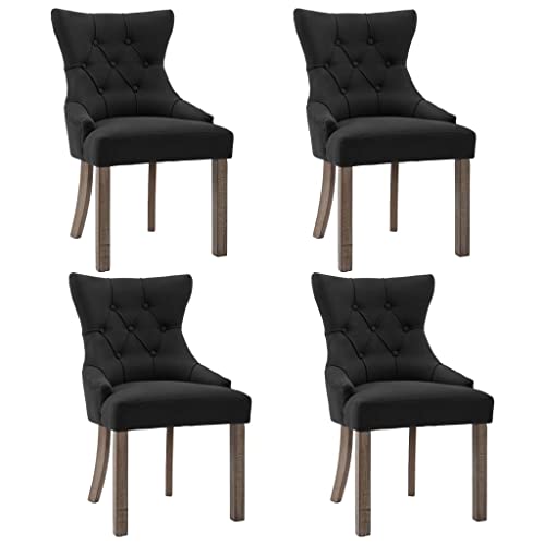 Massbinet Esszimmerstühle 4 STK. Schwarz Stoff 53 x 65 x 91 cm von Massbinet