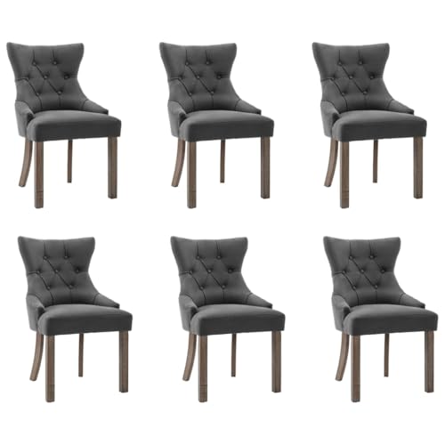Massbinet Esszimmerstühle 6 STK. Grau Stoff 53 x 65 x 91 cm von Massbinet