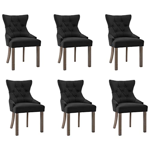 Massbinet Esszimmerstühle 6 STK. Schwarz Stoff 53 x 65 x 91 cm von Massbinet