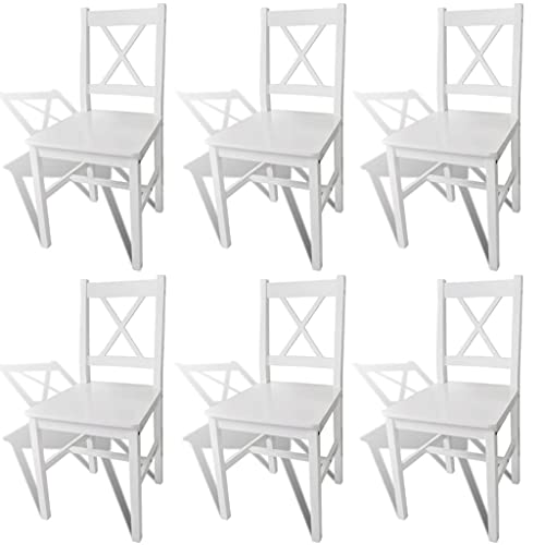 Massbinet Esszimmerstühle 6 STK. Weiß Kiefernholz 41.5 x 45.5 x 86 cm von Massbinet