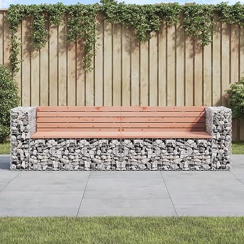 Massbinet Gabionen-Gartenbank 244x71x65,5 cm massiv Douglasie von Massbinet